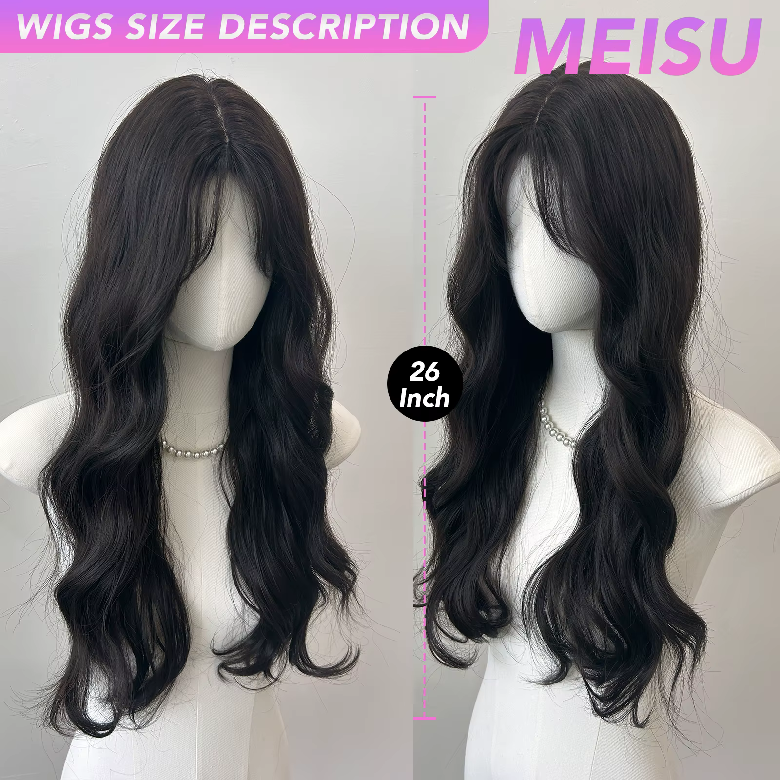 MEISU – perruque synthétique bouclée au thé noir de 26 pouces