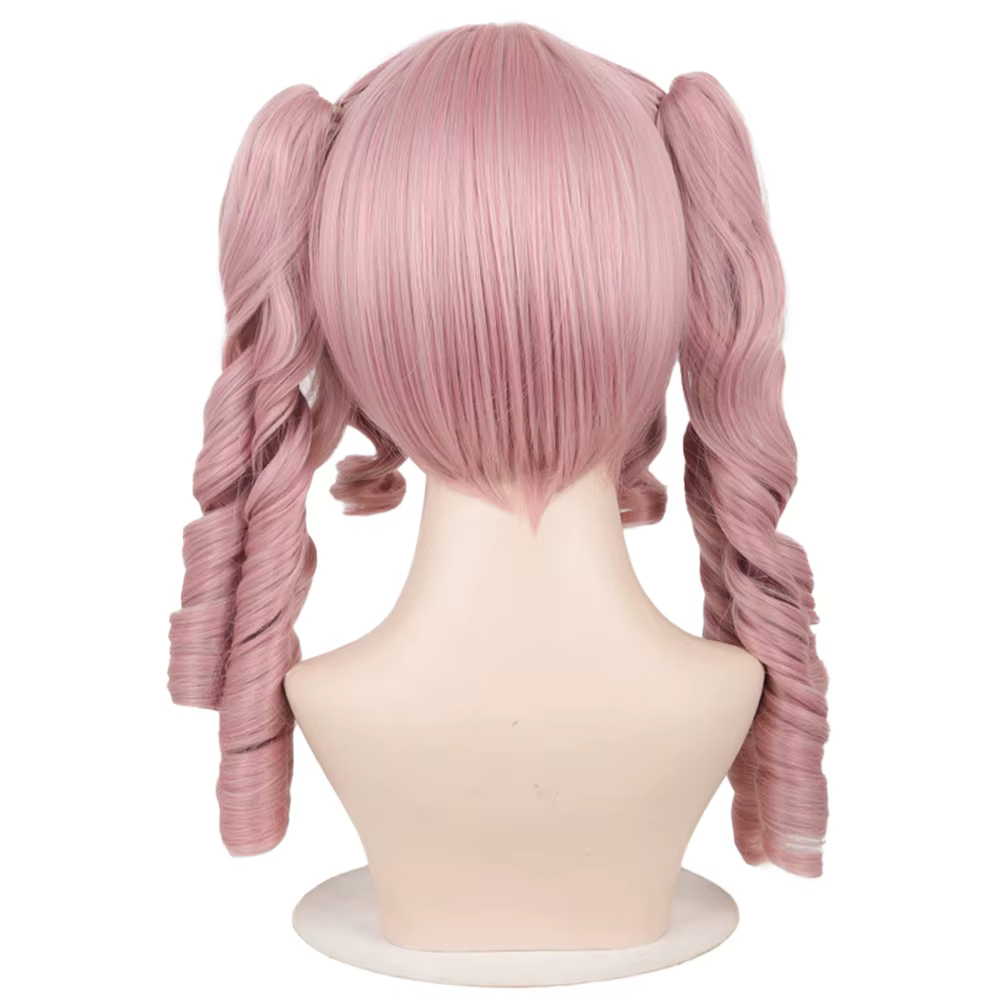 Perruque double queue de cheval bouclée style Lolita Kawaii rose