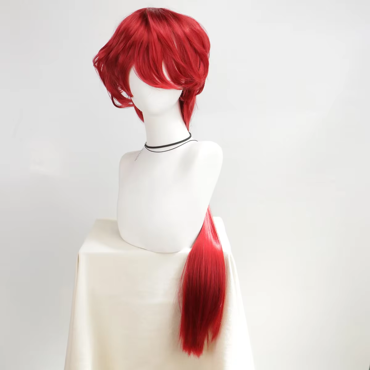 Perruque synthétique longue et lisse rouge pour femmes