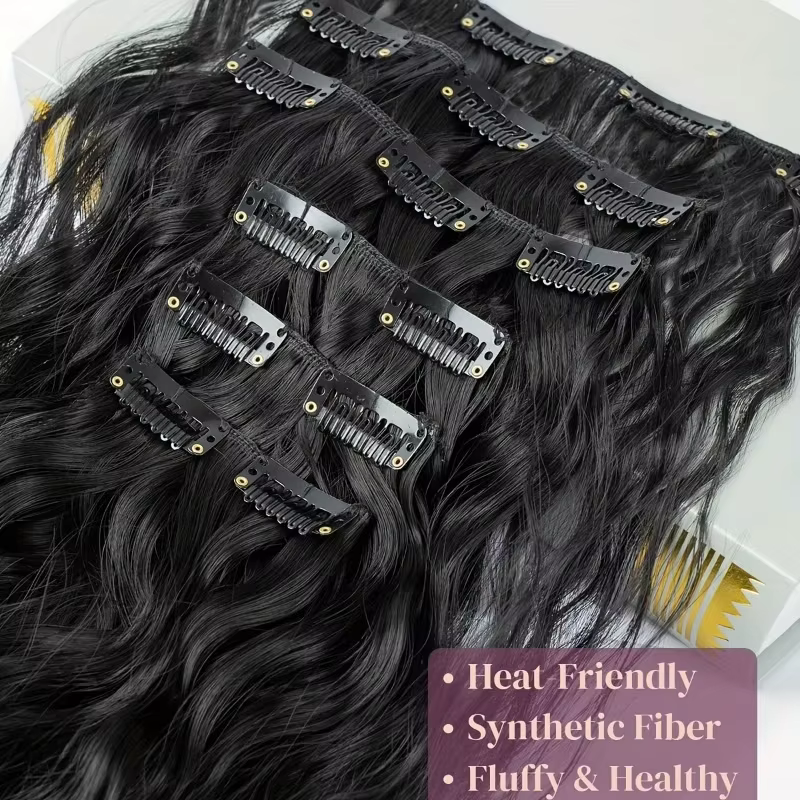 Extensions de cheveux synthétiques ondulés de 24 pouces