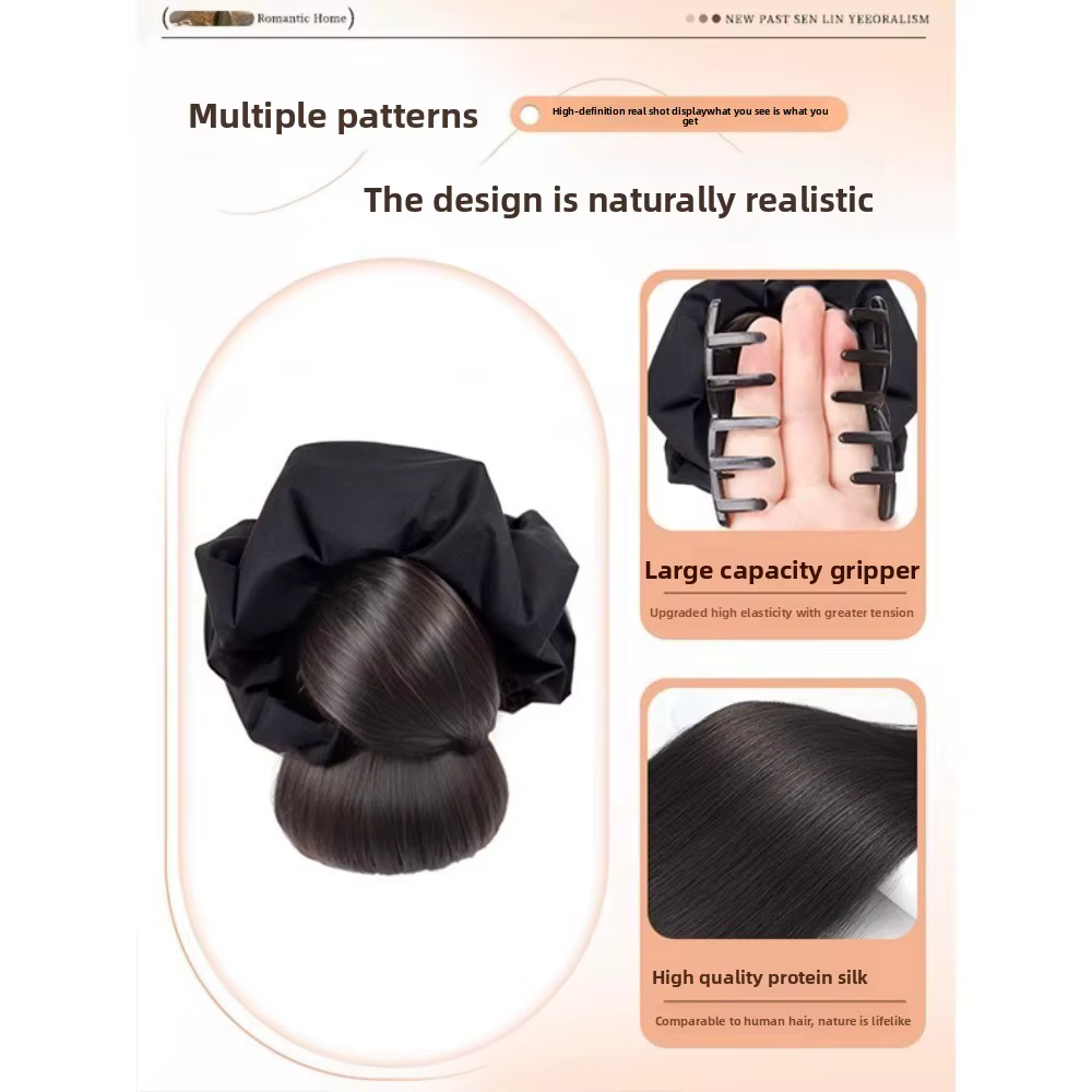 Nouveau Chignon Synthétique Noir avec Pince à Cheveux et Élastique