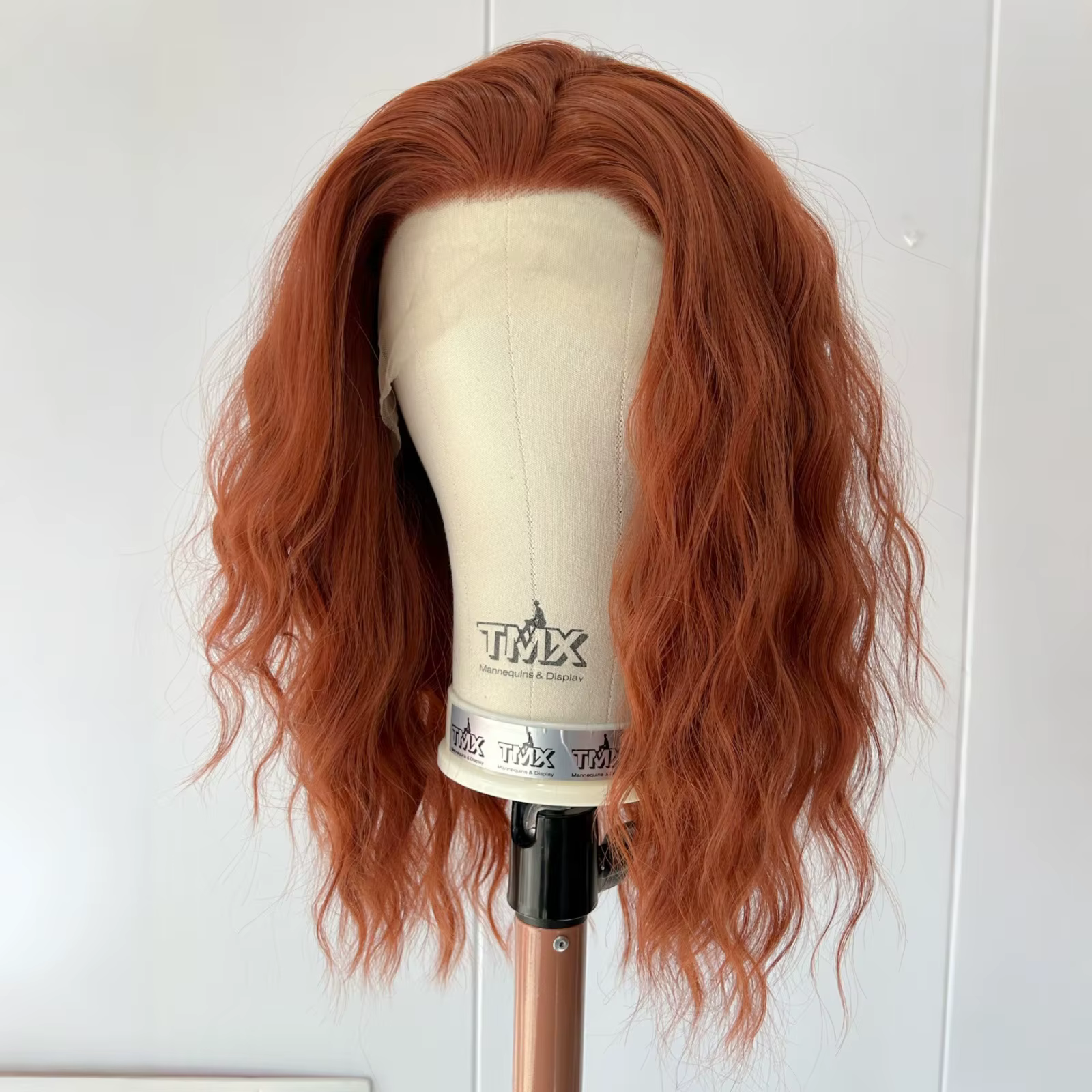 Perruque Bob synthétique courte ondulée rouge cuivre pour femmes
