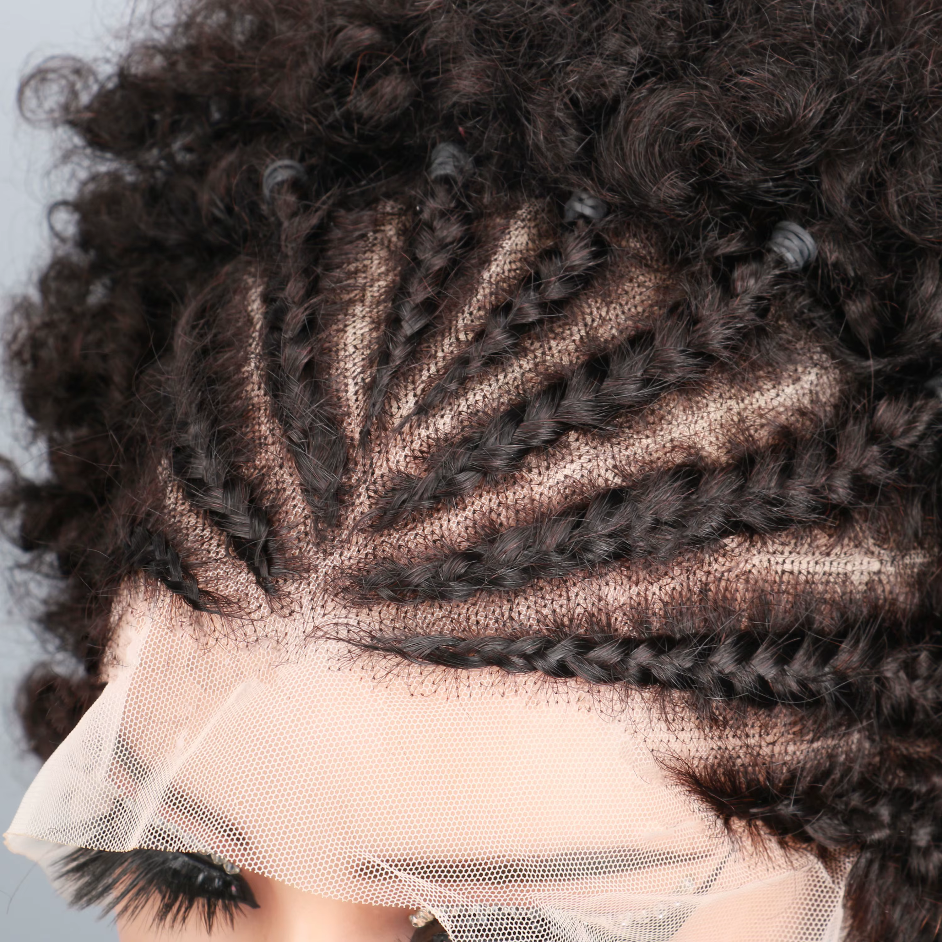 Perruques tressées bouclées afro kinky en cheveux humains