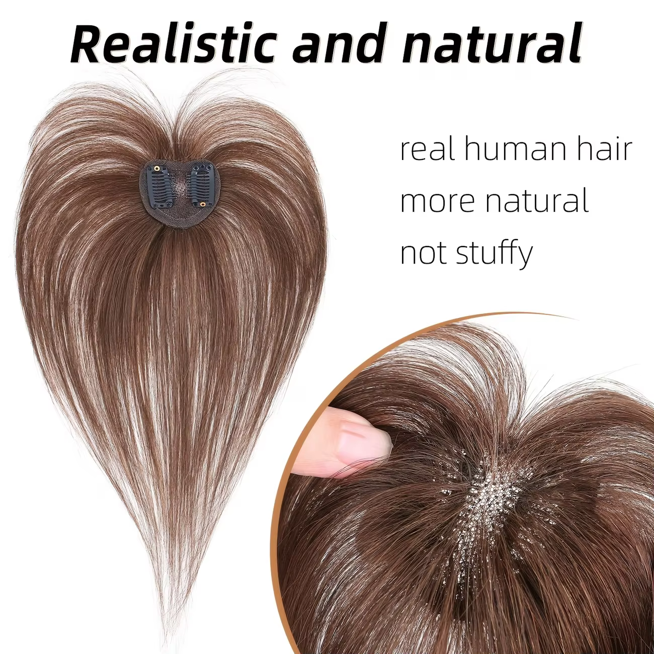 Complément capillaire droit en cheveux naturels pour femmes