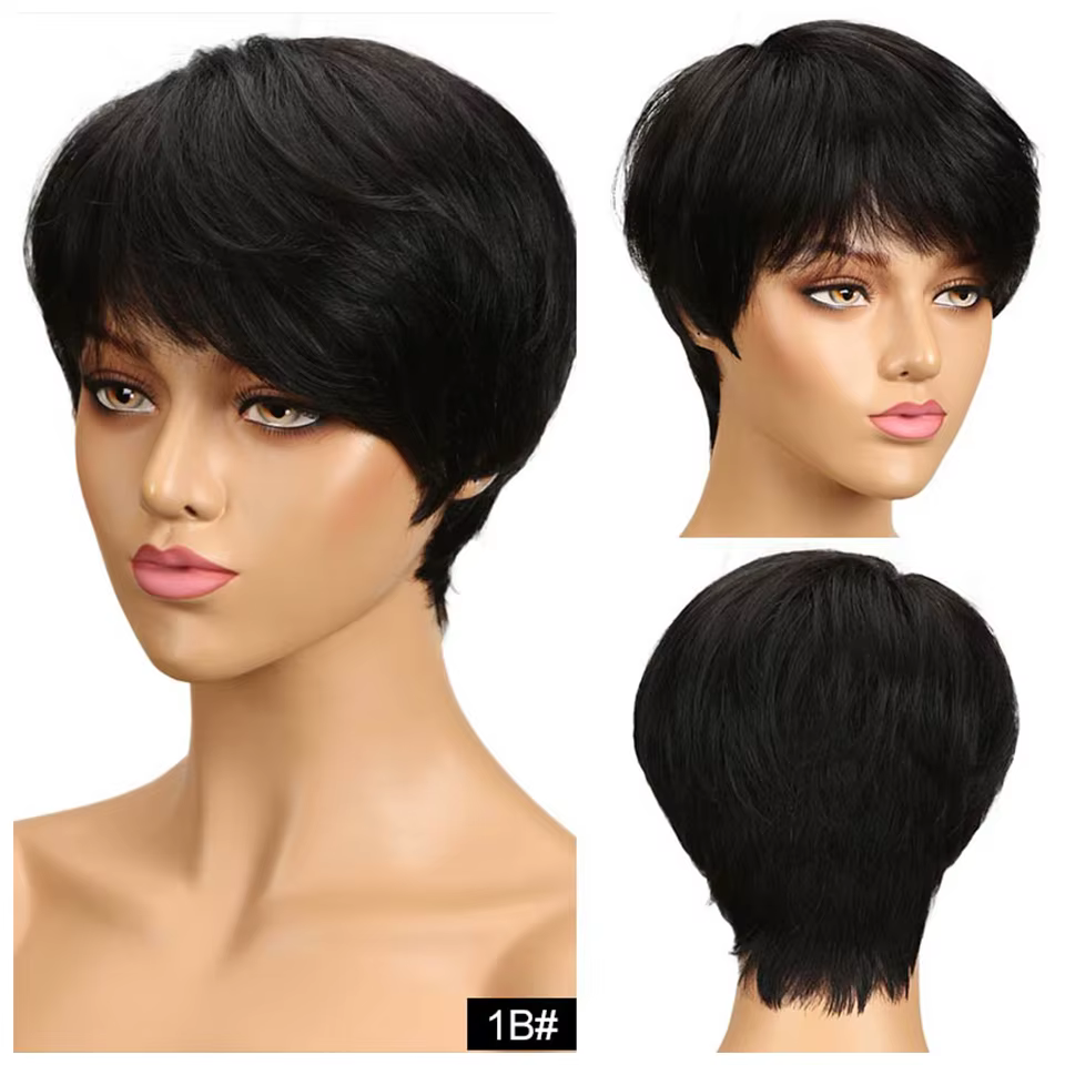 Perruque courte coupe lutin cheveux humains prêt à porter perruques