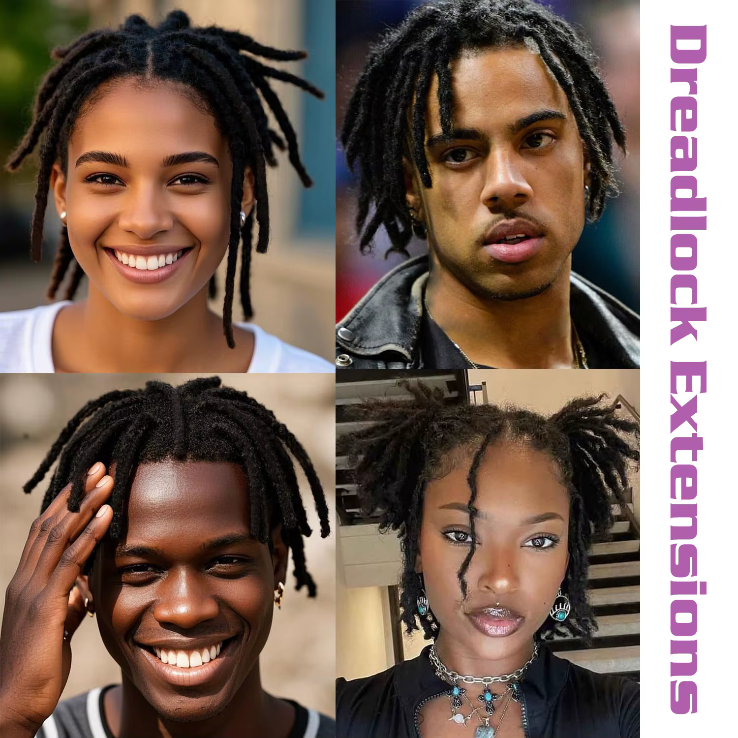 Extensions de dreadlocks synthétiques 15 brins de 10/12/14/16/18 pouces