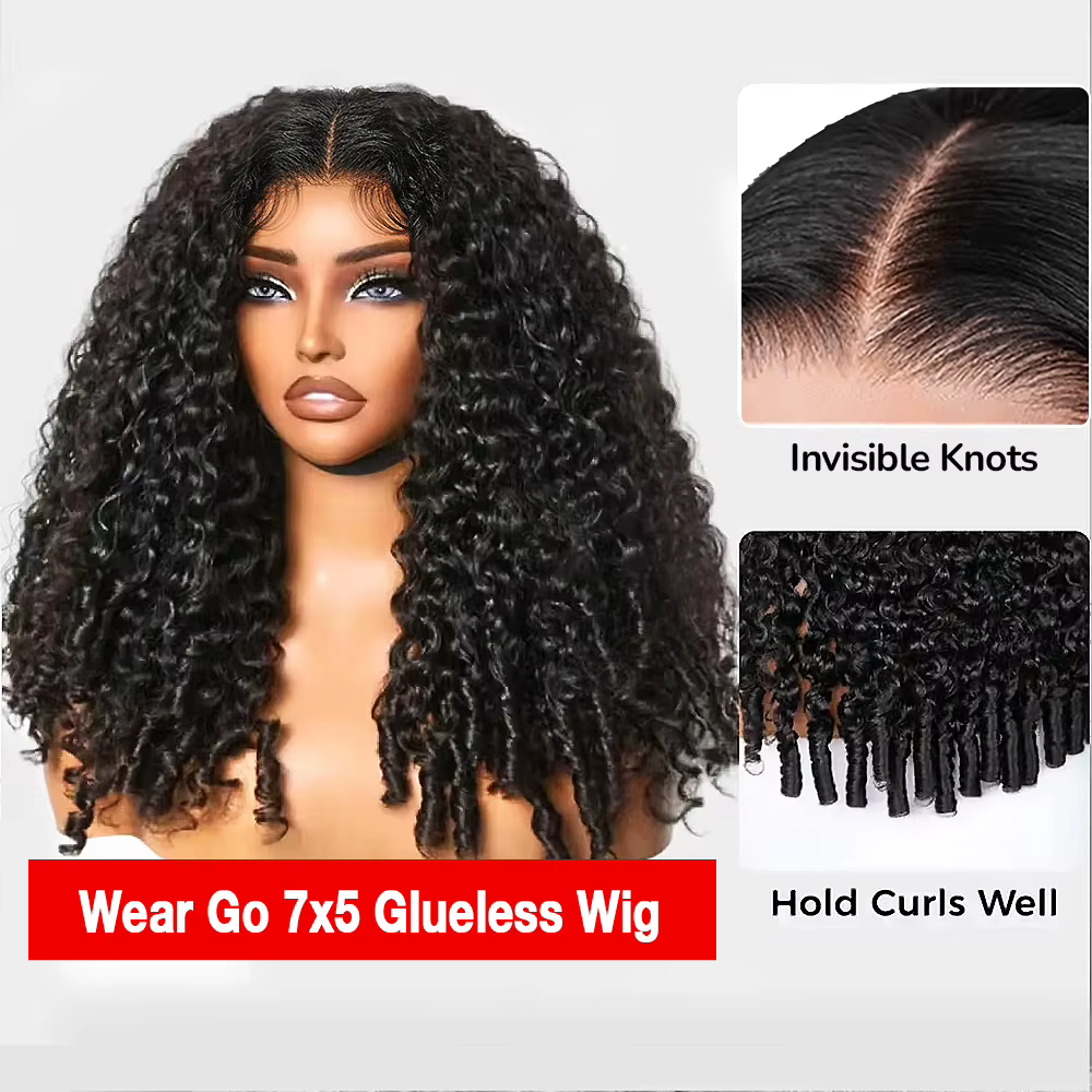 300% Wear And Go 7x5 birman bouclés sans colle perruques cheveux humains 13x6 HD dentelle frontale perruque vraie