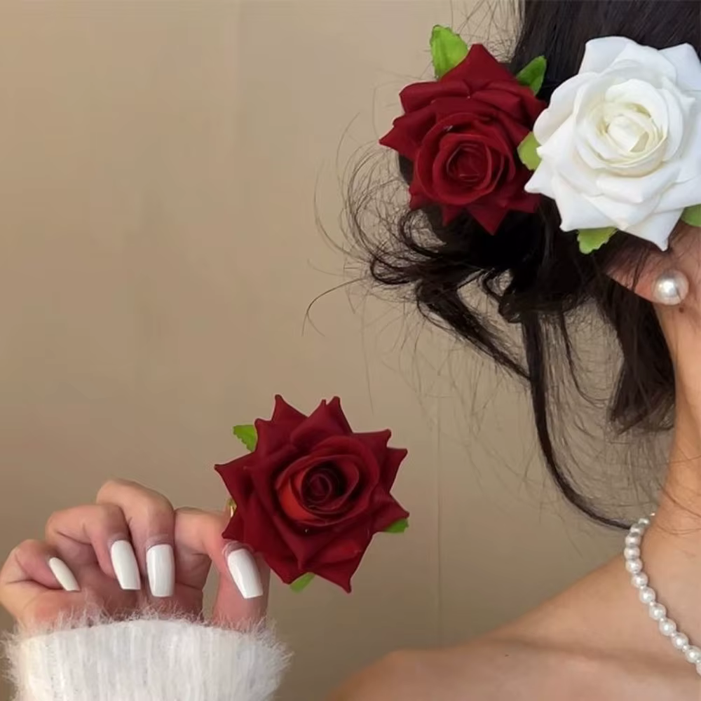 Pince à cheveux rose rouge pour femme