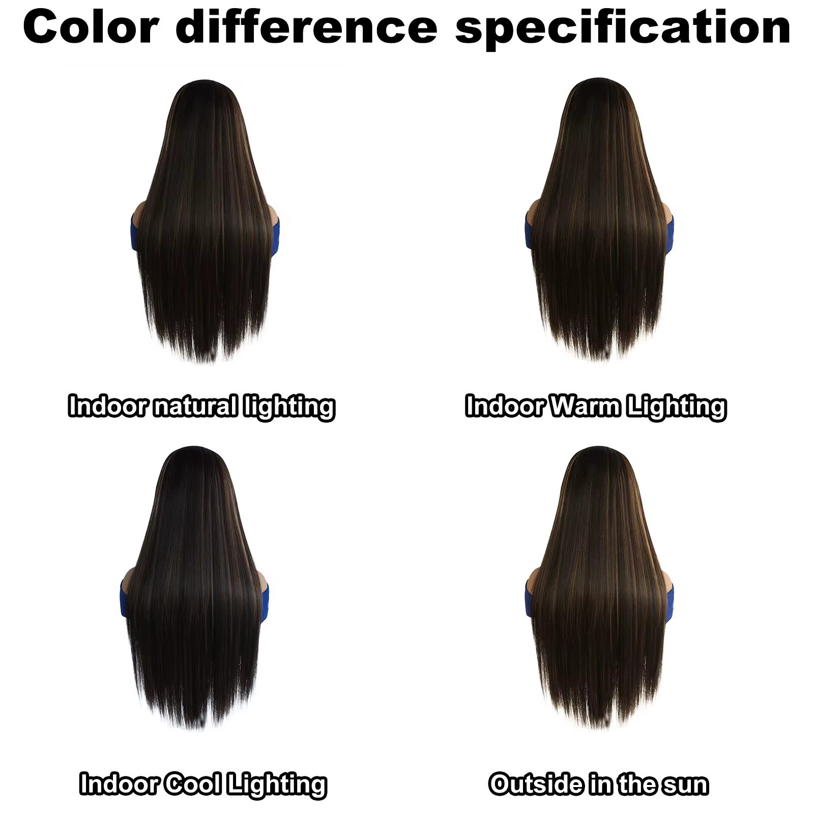  Perruque synthétique lisse avec mèches blondes et brunes