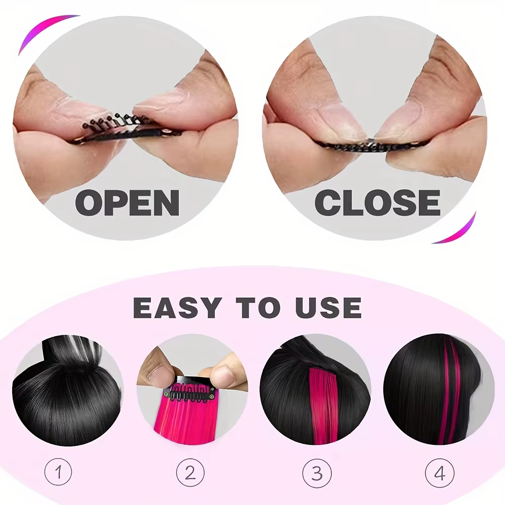 Extensions de cheveux synthétiques longues et lisses
