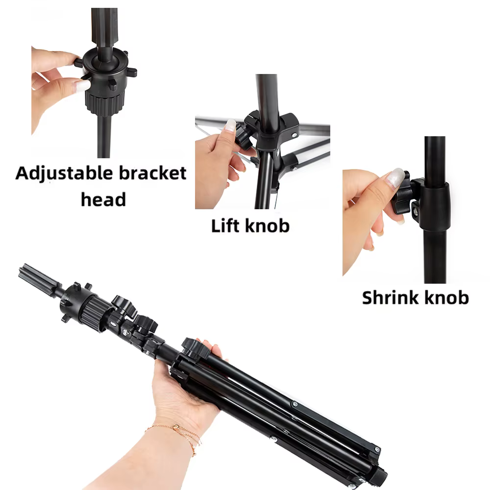 Support de tête de perruque trépied réglable en hauteur