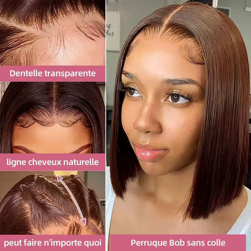 Perruque Bob Lace Frontal Wig naturelle brésilienne Remy