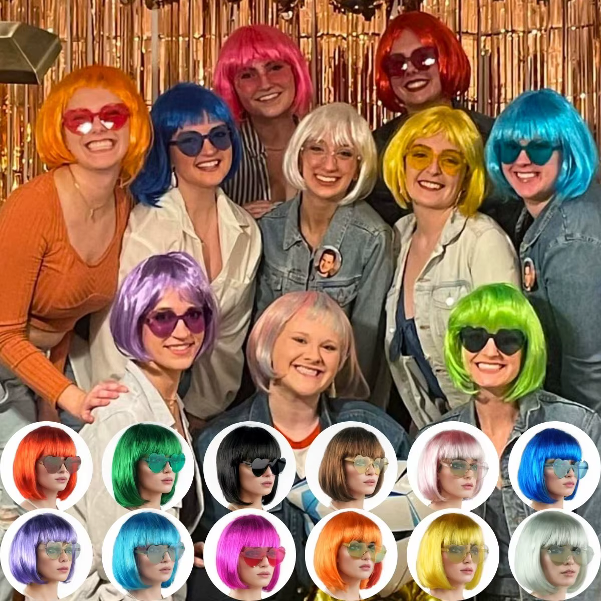Perruque en fibre synthétique de la marque Anxin : coupe de cheveux bob avec frange