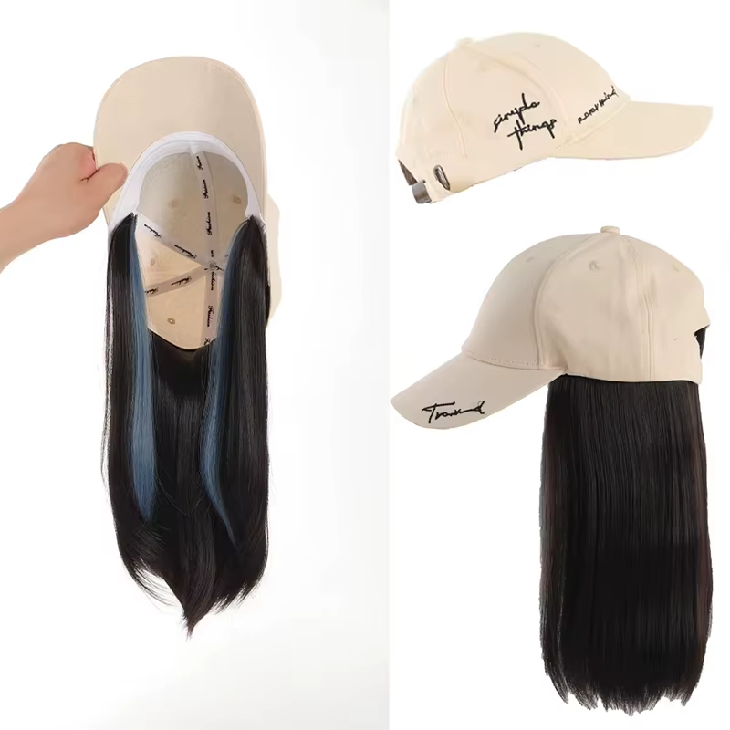 Casquette de baseball Allaosify pour femme avec cheveux synthétiques de 12 pouces
