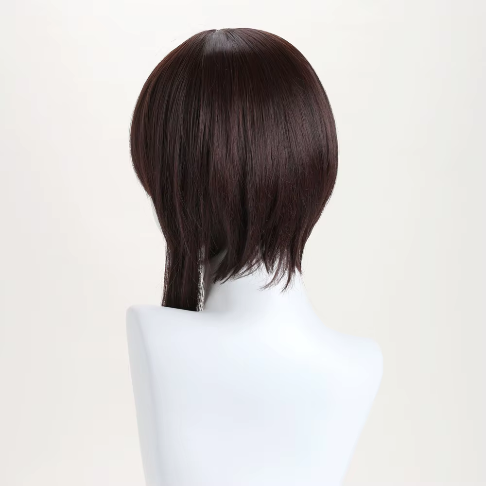 Perruque courte et droite synthétique marron pour femme
