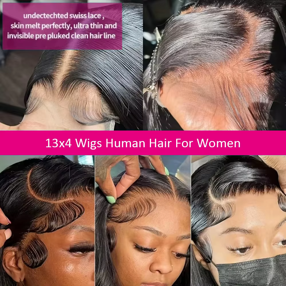 26 30 40 Pouces Perruques Cheveux Humains 13X4 Perruque Brésilienne Glueless Wigs Human Hair 210% Densité
