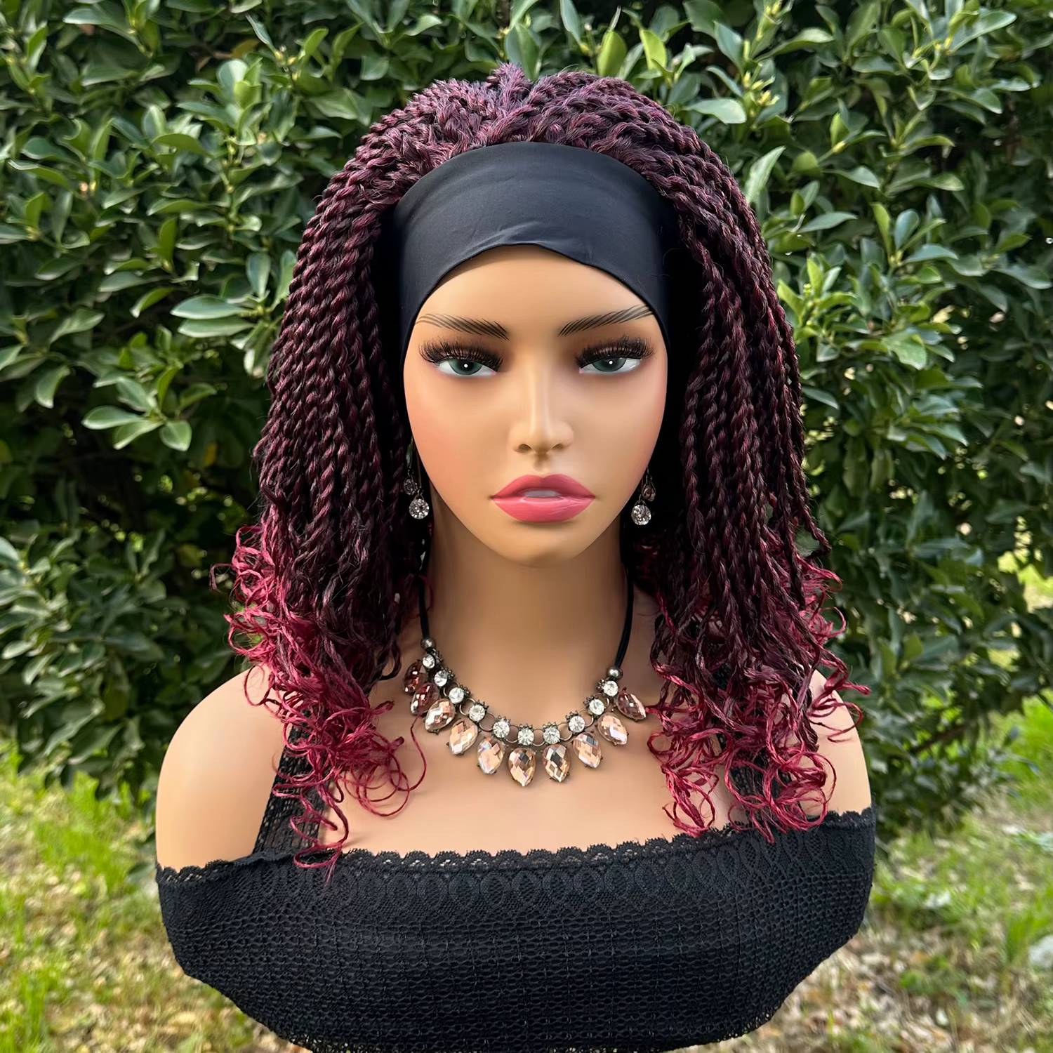 Perruque Bob Synthétique Tressée Courte pour Femme Noire, Boîte, Sauna