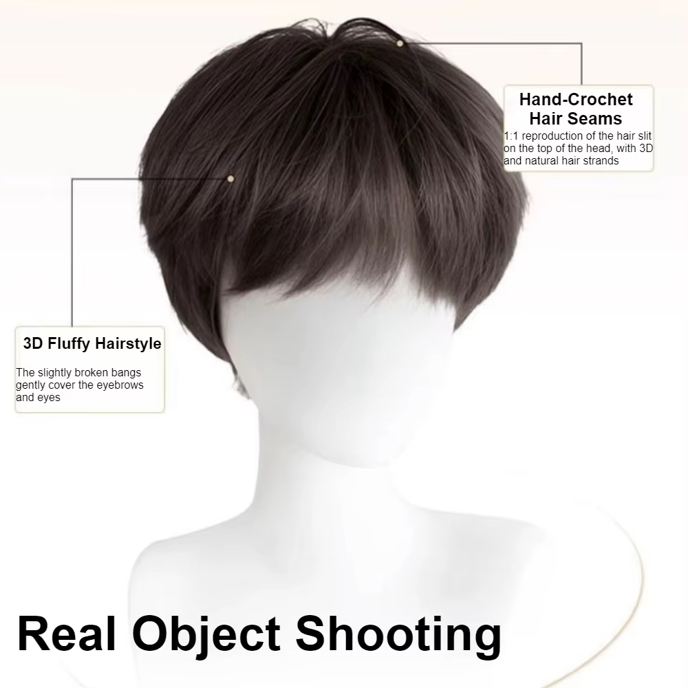 Perruque synthétique lisse pour hommes