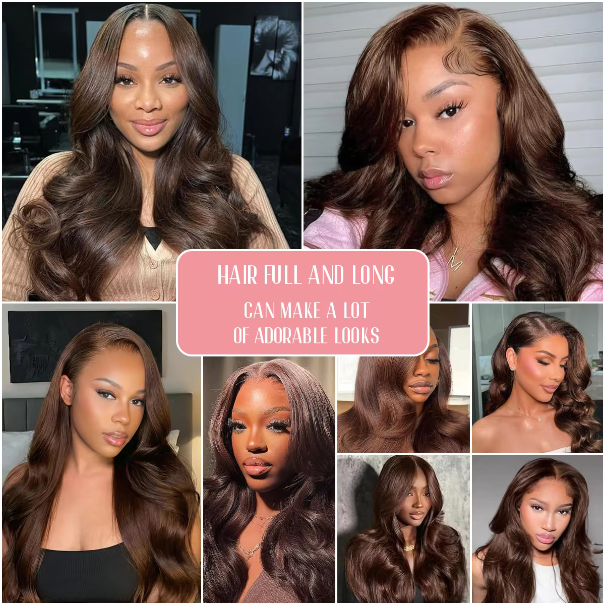Perruque Lace Frontale 13x4 Body Wave Marron Chocolat HD 220 Densité
