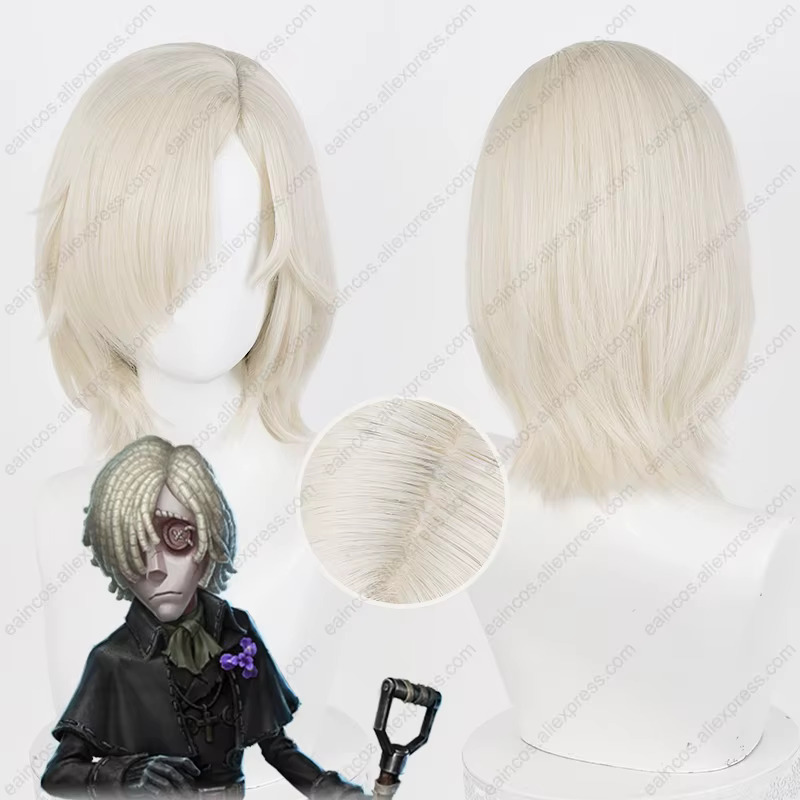 IDV Grave Keeper Andrew Kreiss Cosplay perruque 35 cm lait or cheveux courts résistant à la chaleur perruques synthétiques