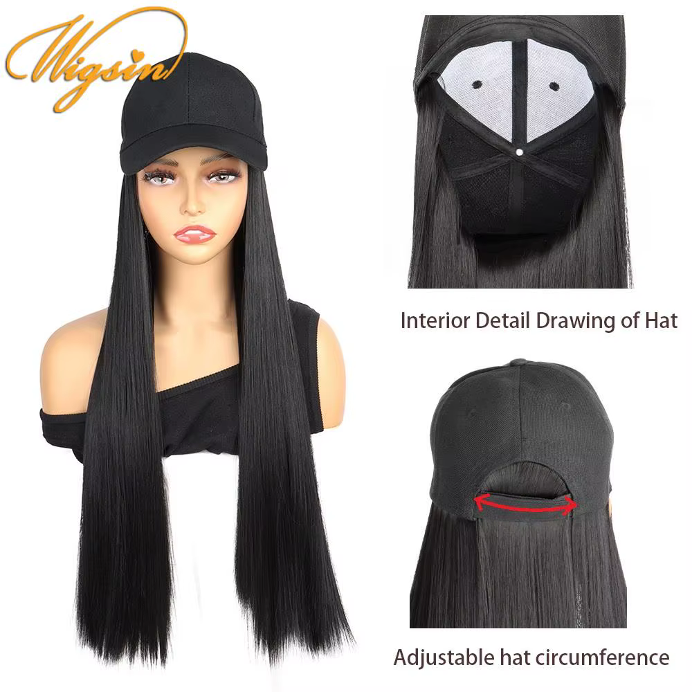 WIGSIN – perruque synthétique longue et lisse de 24 pouces