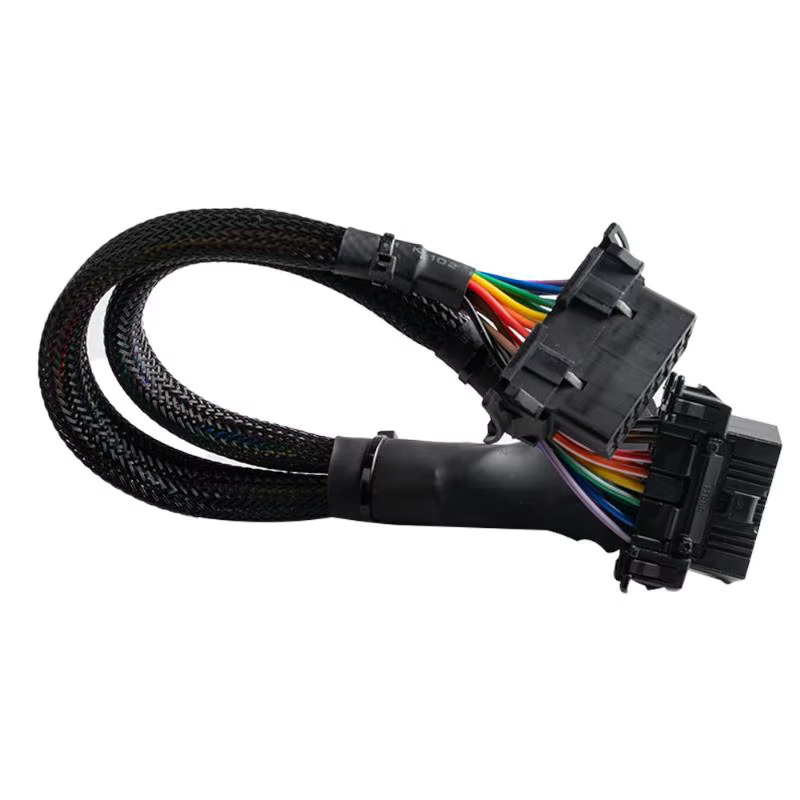 Câble d'extension coudé OBD2 mâle vers double femelle avec 16 broches, adapté pour connecter un adaptateur convertisseur 1 en 2