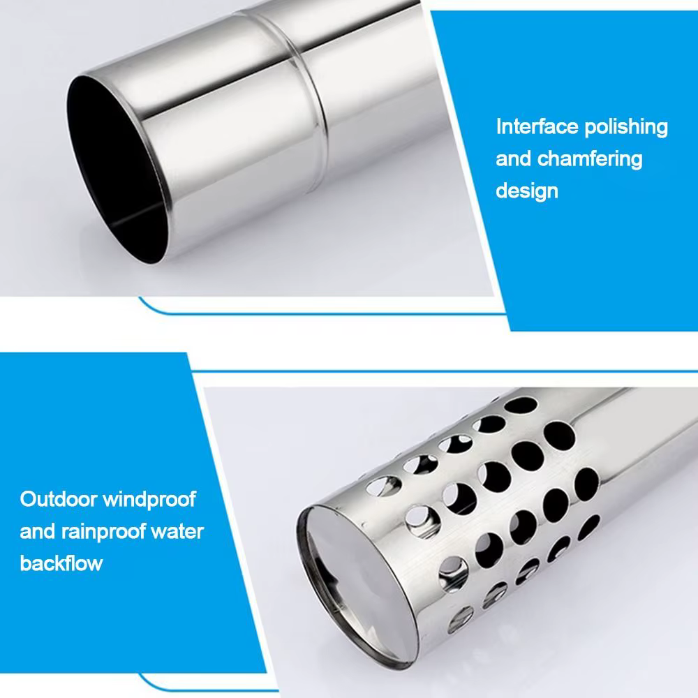 Nouveau Tube d'extension de conduit en acier inoxydable, diamètre 6CM, tuyaux de cheminée ronds, parafoudre de cheminée, Camping