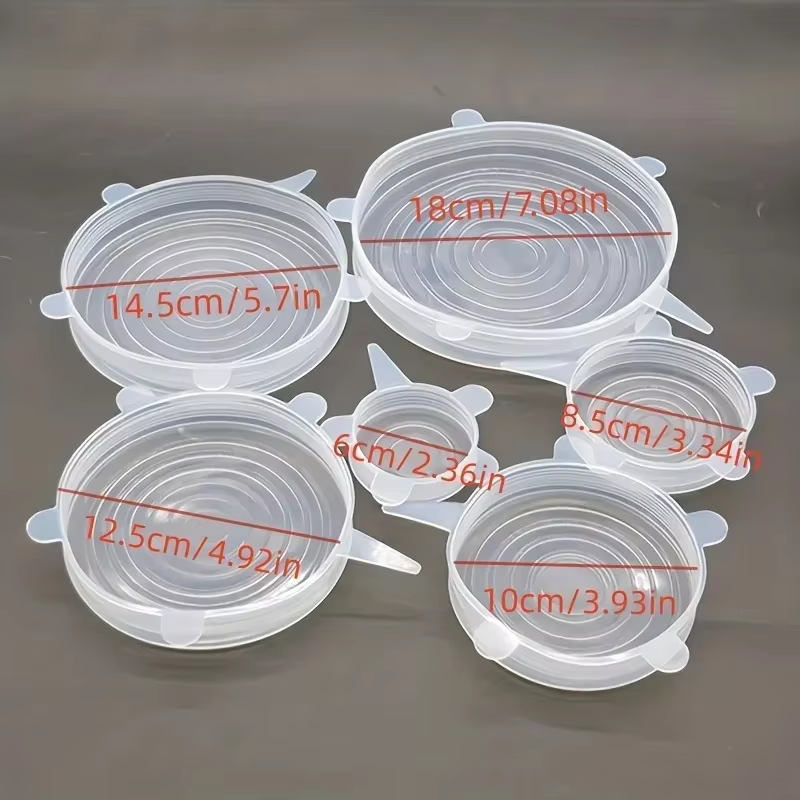 Juste en silicone réutilisable et durable pour les restes d'aliments frais, bol de batterie de cuisine lavable, conservation des aliments au micro-ondes, 6 pièces