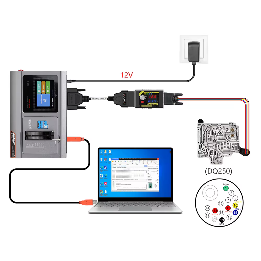 Câble ECU G-V GODIAG pour connecter Xhorse Zagreb TI PROG avec GTknit ou GTknit + GPT BENCH BOOT pour lire et écrire des données