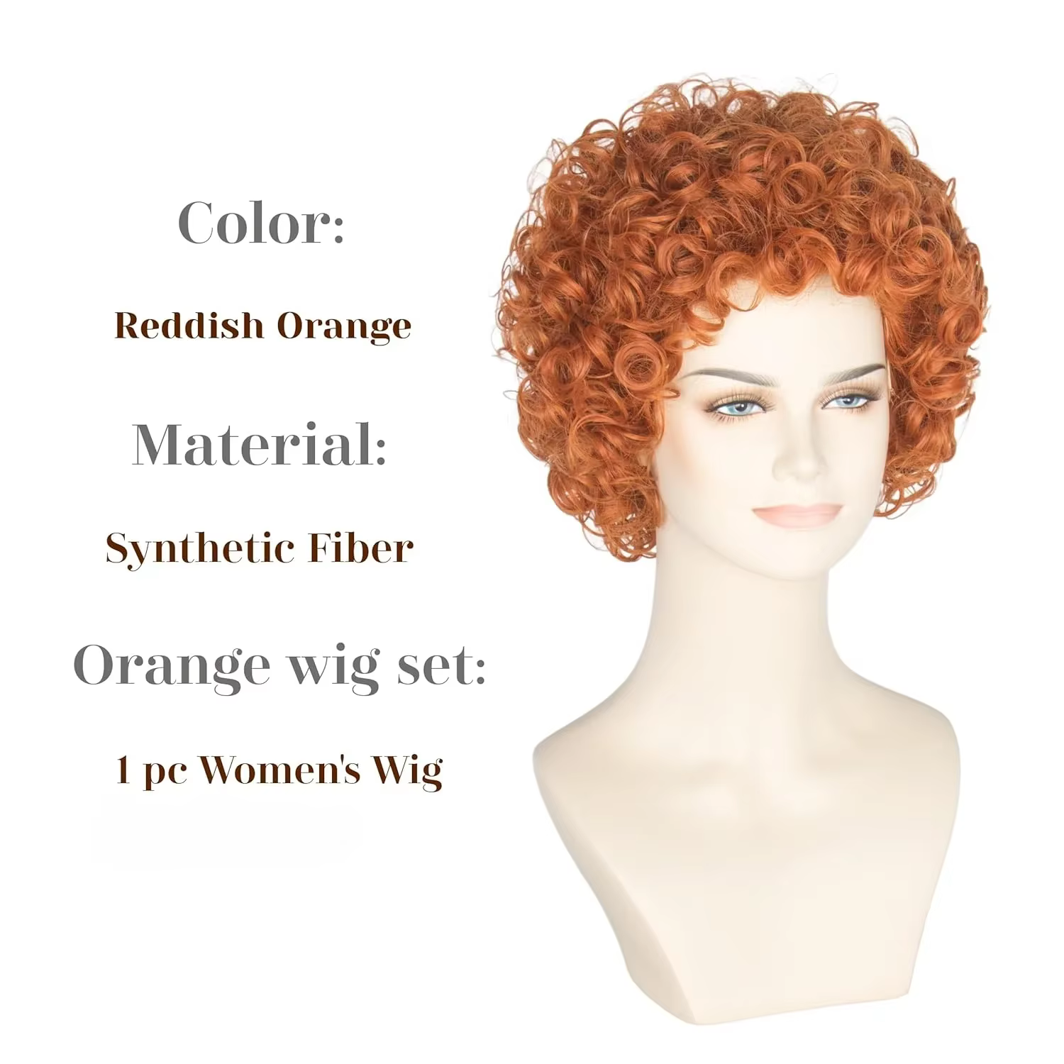 Perruque Courte Bouclée Rouge et Brune pour Femme