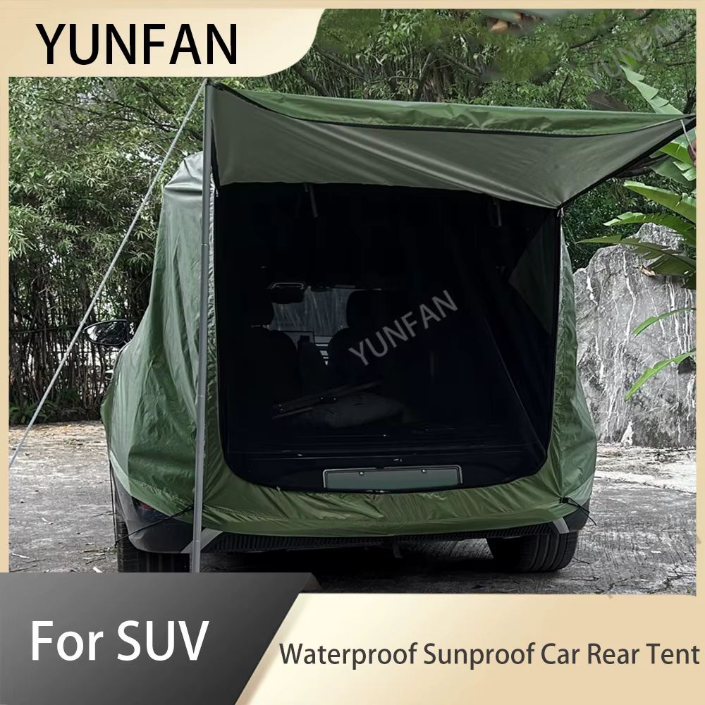 Tente d'extension arrière de voiture résistante au soleil et à la pluie avec auvent, tente de camping et pique-nique extérieure pour SUV