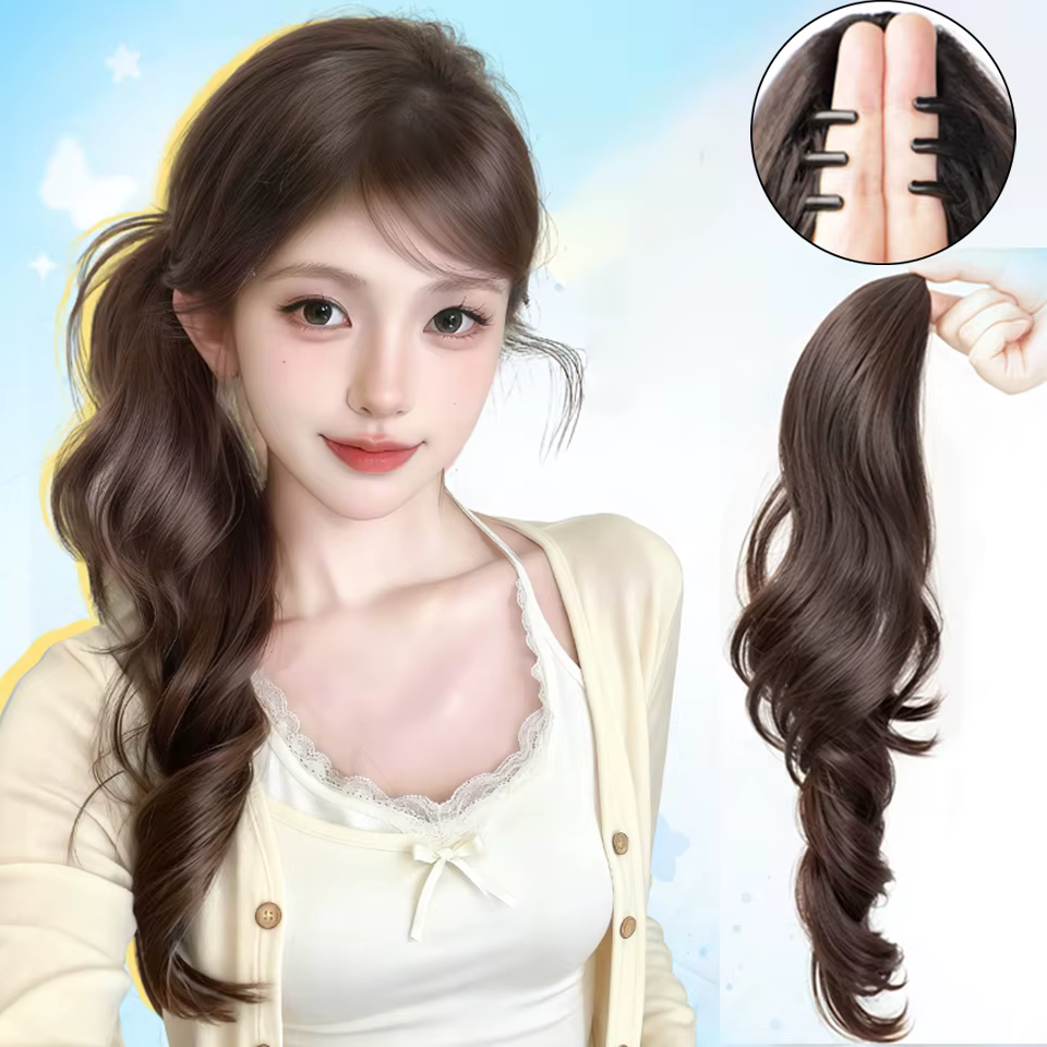 Extensions de cheveux synthétiques bouclés à clipser