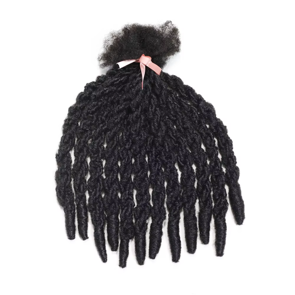 Extensions de cheveux synthétiques bouclés double torsion noirs naturels de 14 pouces pour tressage