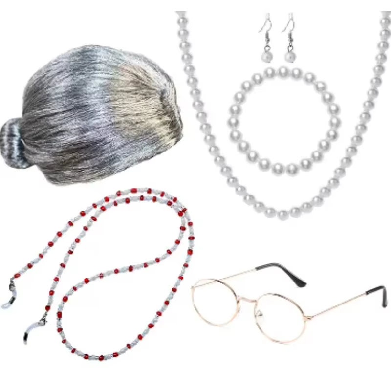 Ensemble Perruque et Lunettes de Grand-Mère pour Adulte