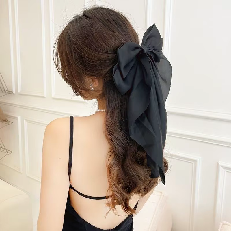 1PC Grande pince à cheveux coréenne en satin uni pour femmes et filles