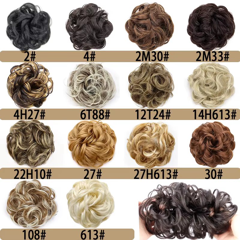 Extensions de chignon synthétiques bouclées courtes et désordonnées pour femmes