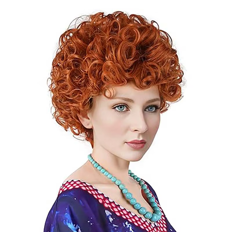 Perruque synthétique bouclée rouge Orange pour femmes