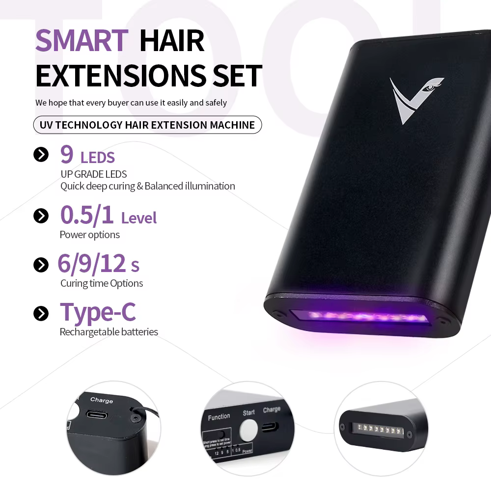  Kit professionnel d'extensions capillaires à lumière UV