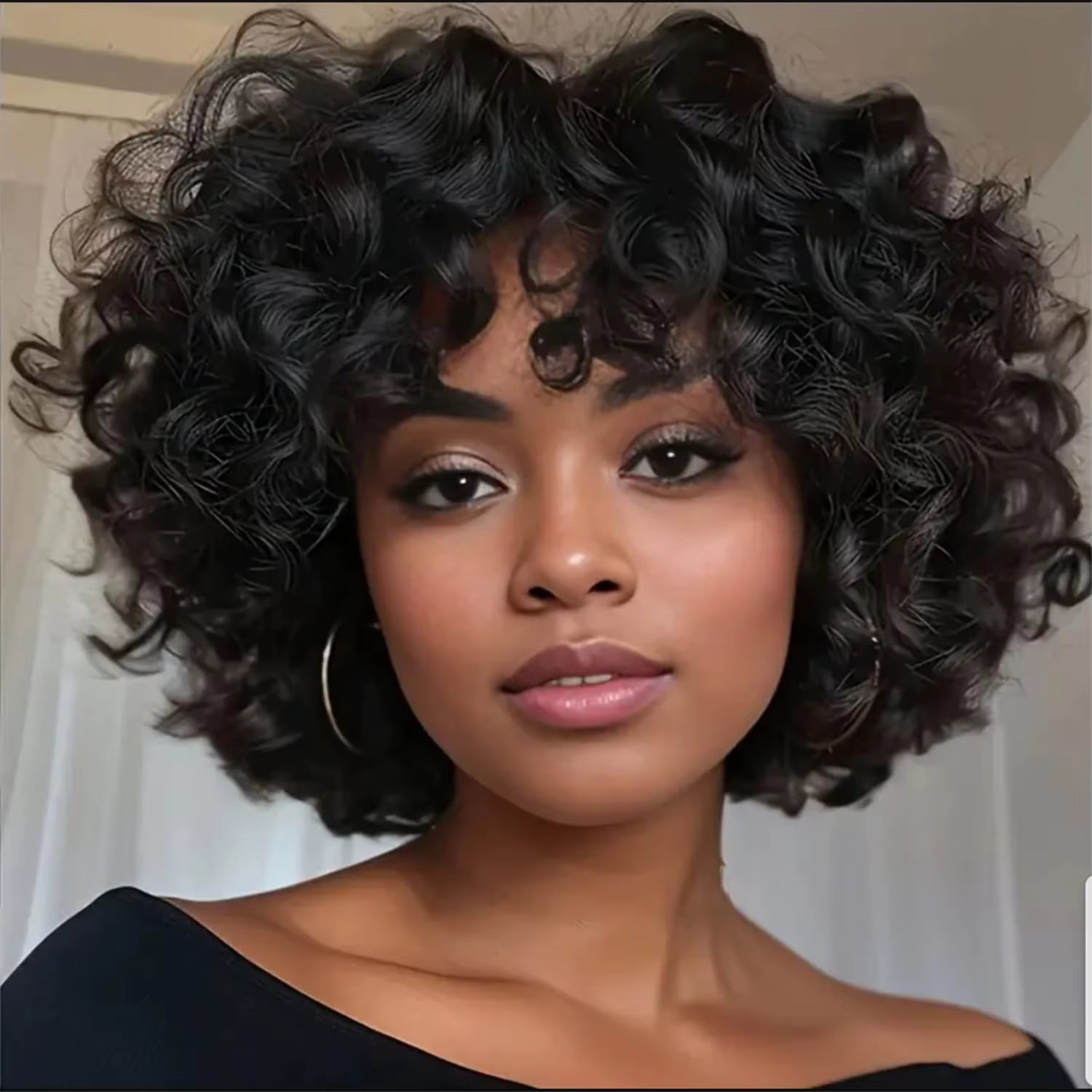 250% rebondissant bouclés Bob perruques de cheveux humains lâche
