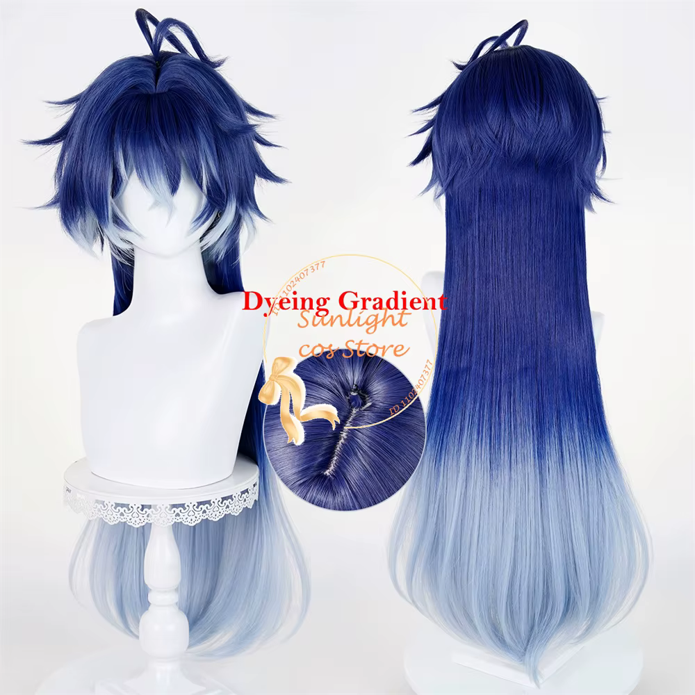 Flins Cosplay perruque 85 cm bleu dégradé perruques résistant à la chaleur cheveux synthétiques Kiryl Chudomirovich