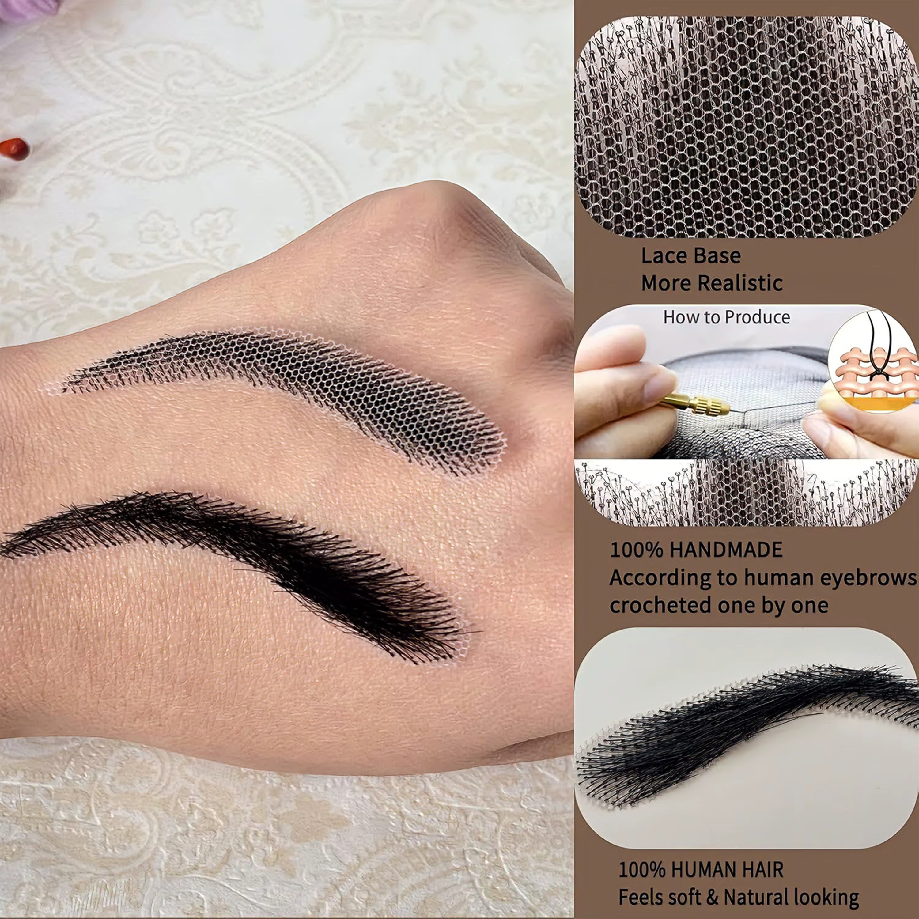 VEYDA Perruques à sourcils tressées en dentelle