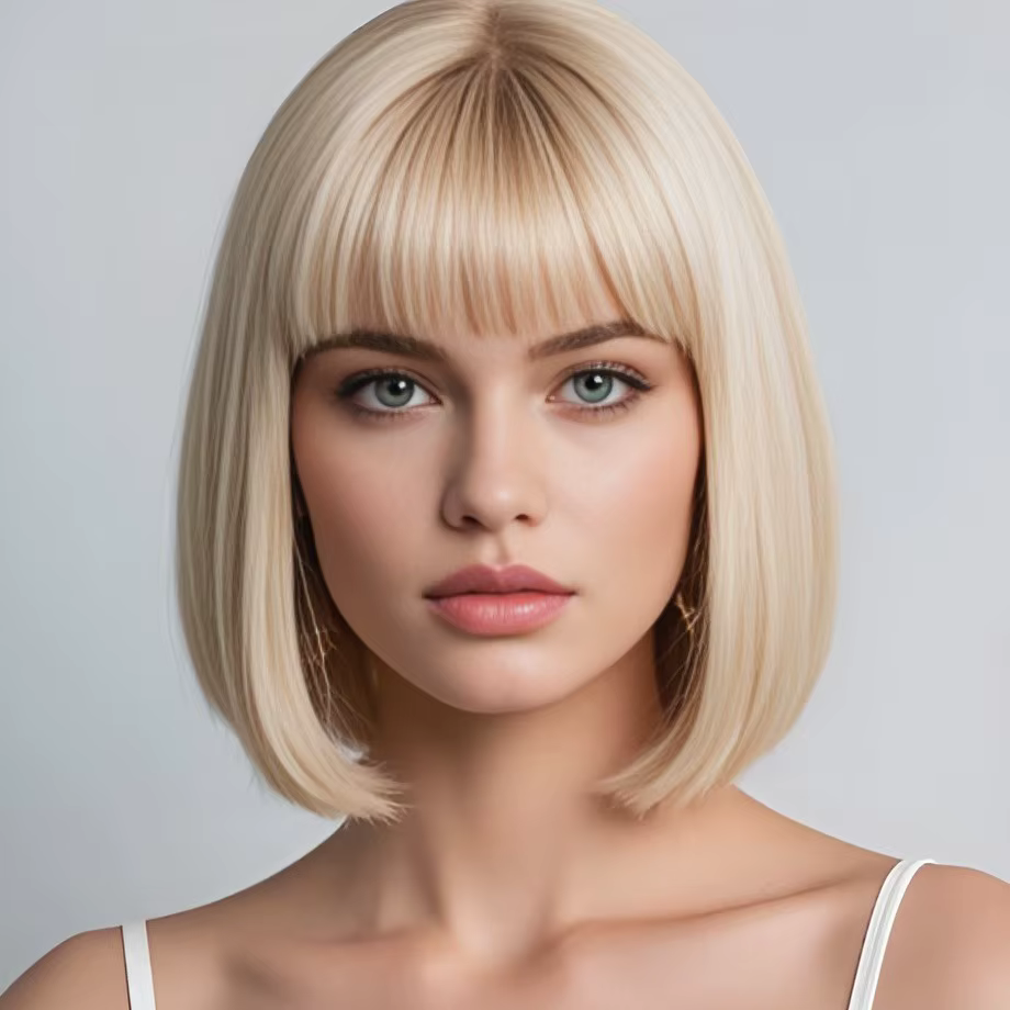 Perruques synthétiques européennes et américaines naturelles pour femmes - Cheveux courts et raides