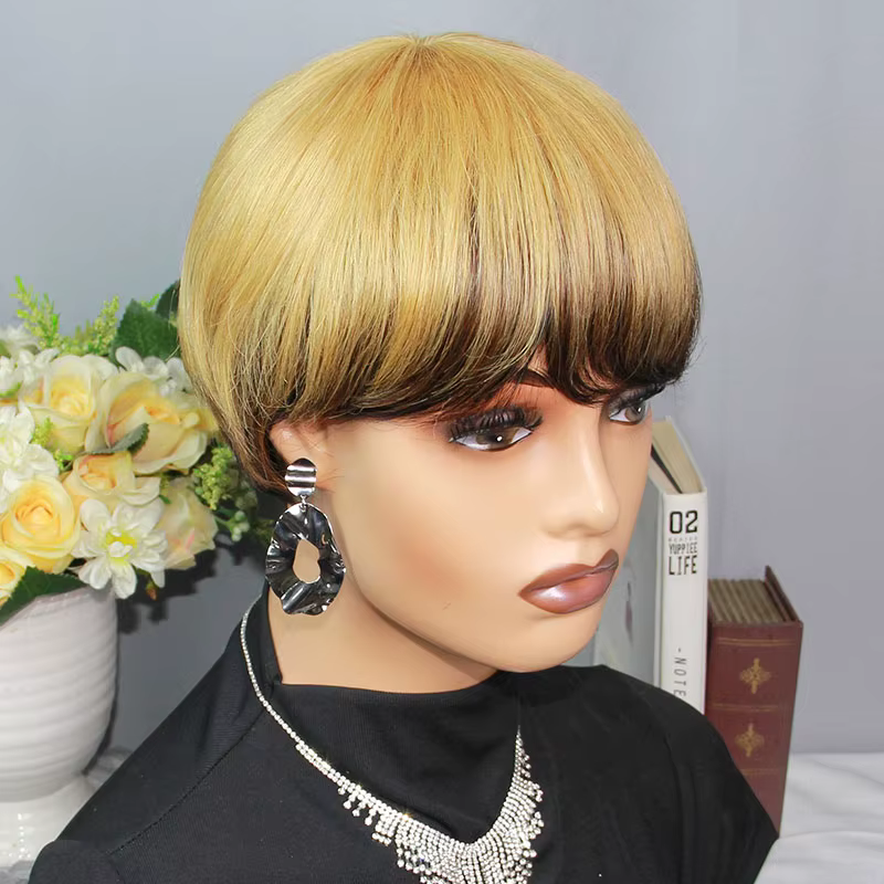 Perruque courte Pixie Cut en cheveux humains pour femmes