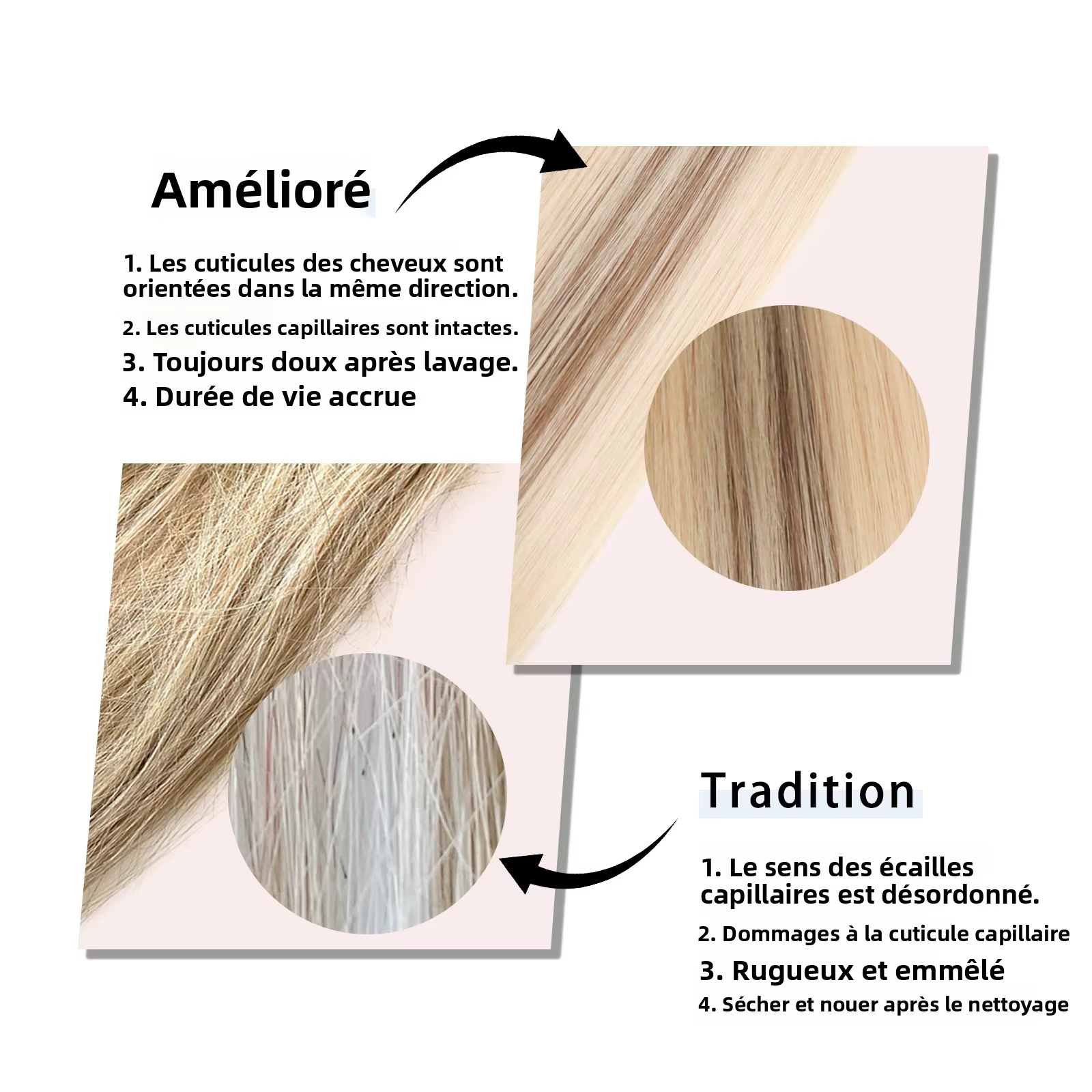 Extensions de cheveux DIYOMO en coton Remy vierge