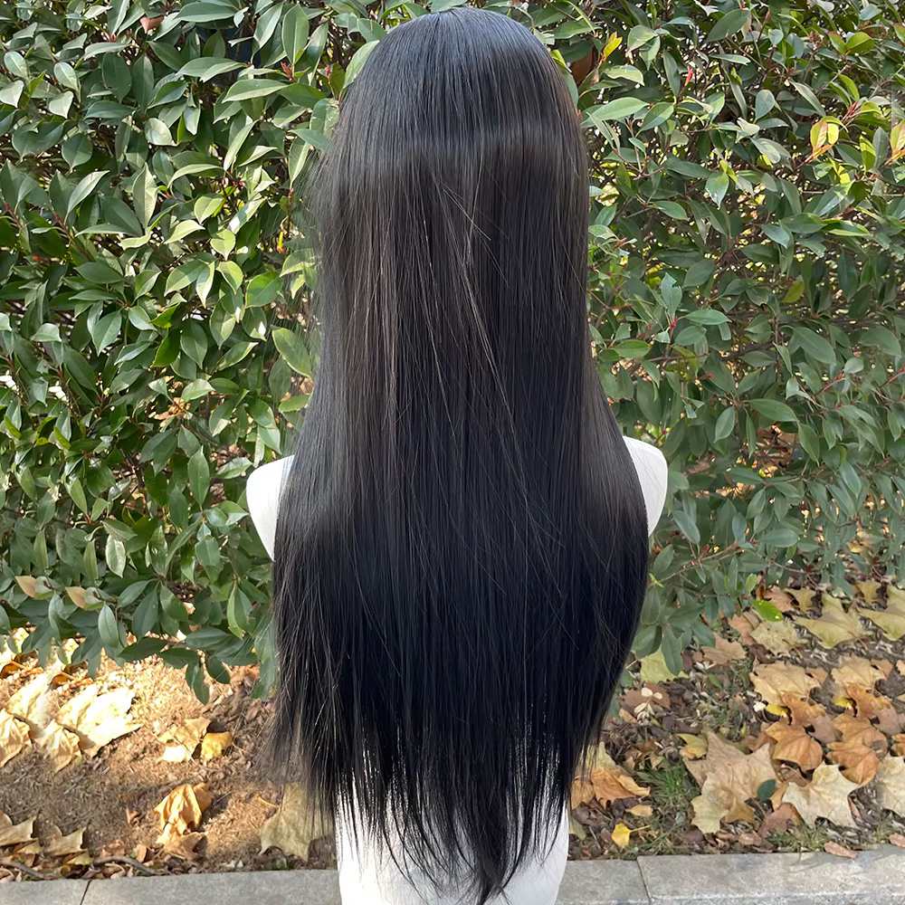 Perruque Lace Front Wig synthétique noire de jais 13x4
