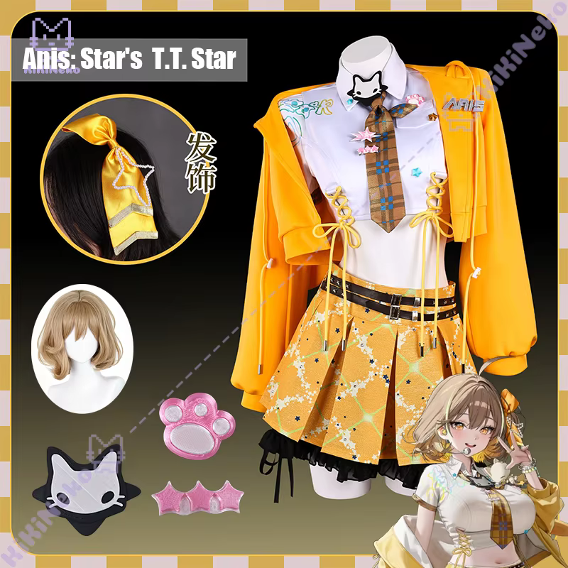 Jeu Nikke Anis Star's T.T. Perruque de Costume de Cosplay Star