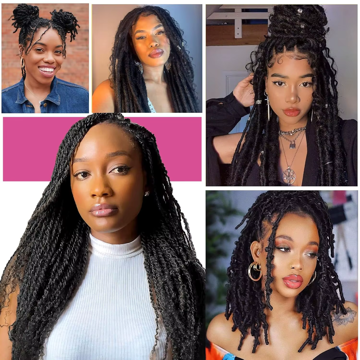 Cheveux synthétiques bouclés afro crépus pour tresses/extensions de locs permanentes