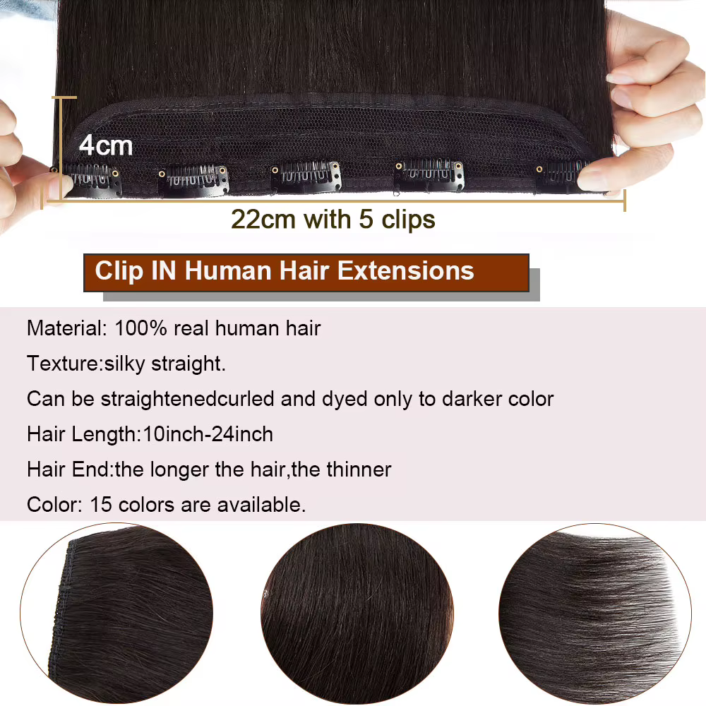 Extensions de cheveux humains à clipser pour femmes