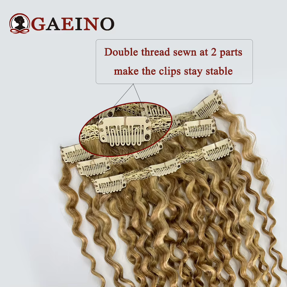 Extensions de cheveux humains crépus bouclés à clips