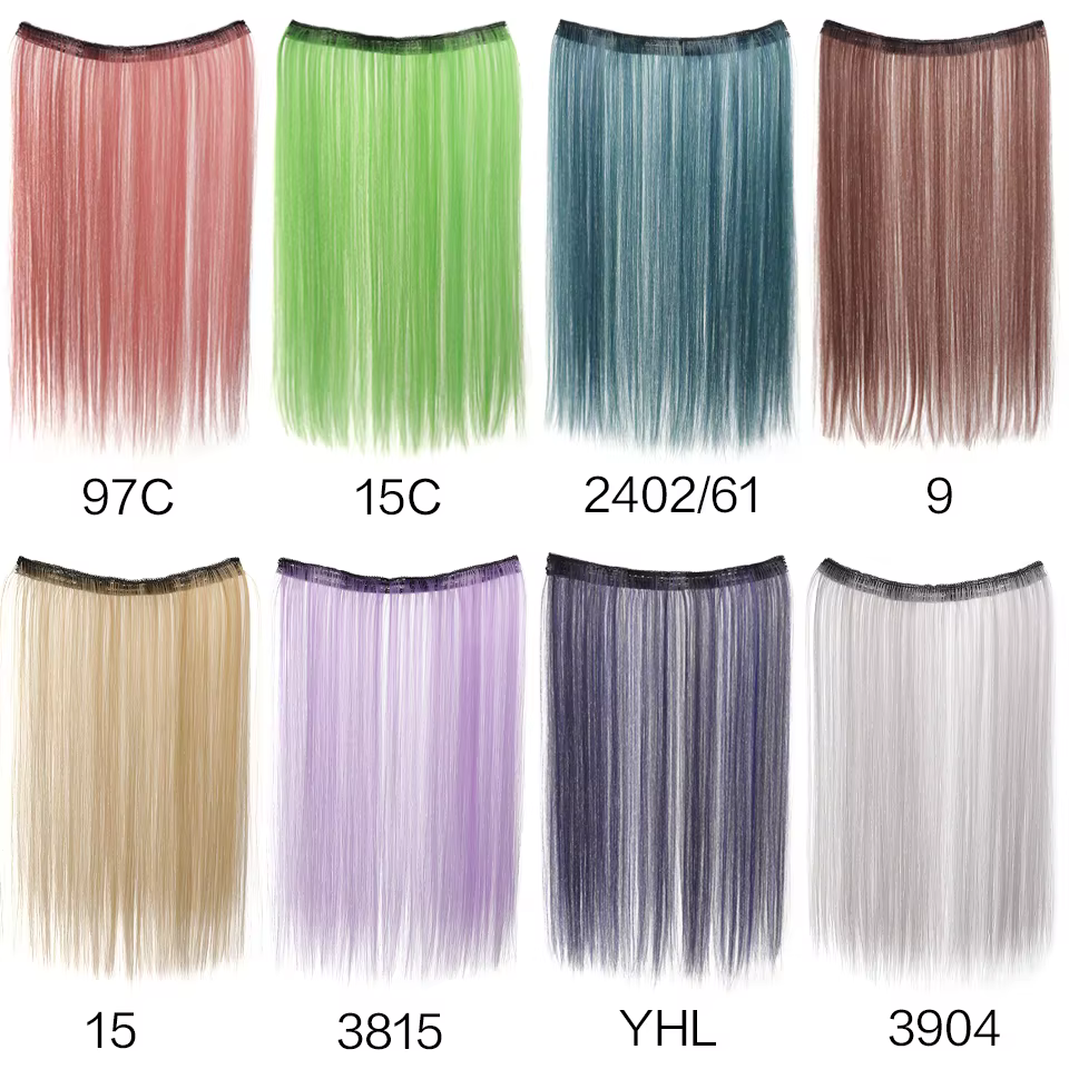 Extensions de cheveux synthétiques lisses et longues de 20 pouces pour femmes, couleurs vives, fibres synthétiques, faciles à utiliser